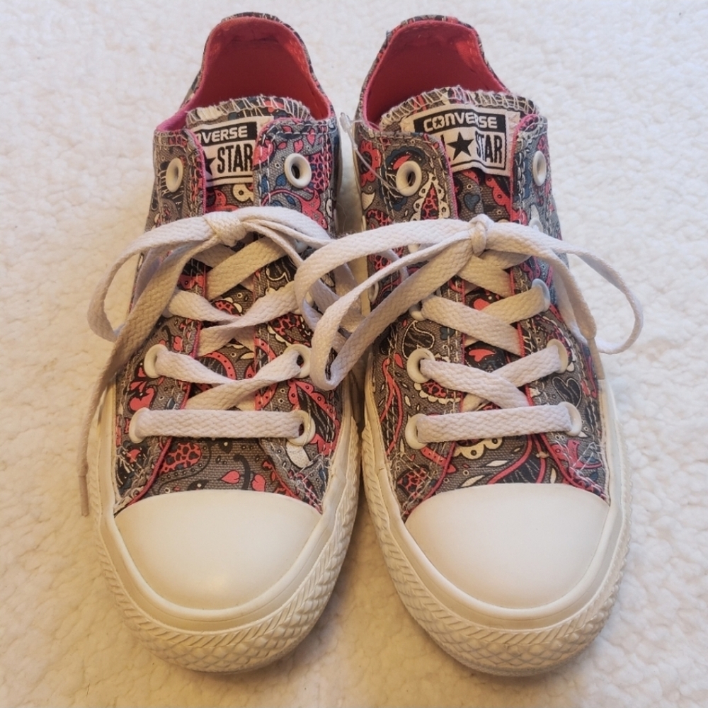 Converse Paisley print  Sneakers Shoes Pink Gray Womens size 5